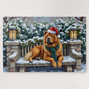 Chow Chow Hund Serene Wintergarten Weihnachtskunst Puzzle