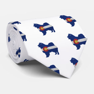 Chow Chow Hund Silhouette Colorado Flag Krawatte
