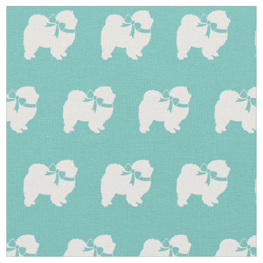 Chow Chow Hund Silhouette Pet Aquamarin Stoff (Nahaufnahme)