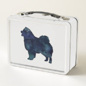 Chow Chow Hund Silhouette Wasserfarbe Metall Brotdose (Rückseite)