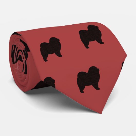 Chow Chow Hund Silhouetten Muster Krawatte (Gerollt)