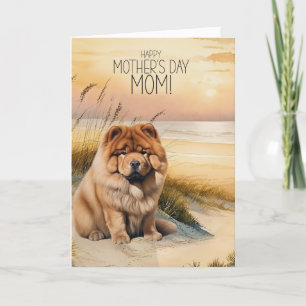 Chow Chow Hund Sunset Beach Muttertag Feiertagskarte