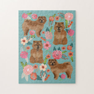 Chow Chow Hund Vintage Blumen Puzzle