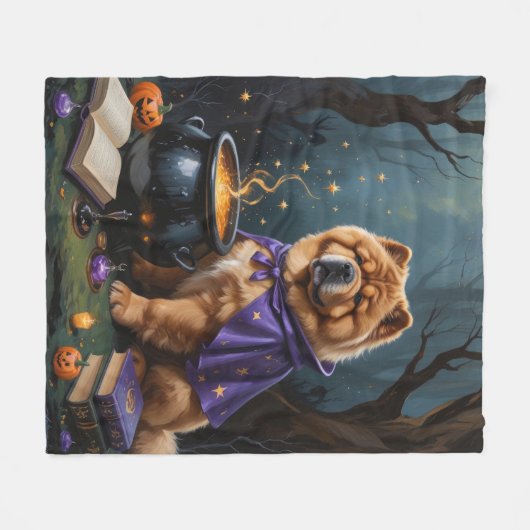 Chow Chow Hund Whimsical Halloween Malerei Fleecedecke (Vorderseite (Horizontal))