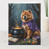 Chow Chow Hund Whimsical Halloween Malerei Karte (Vorderseite)