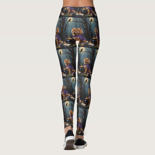 Chow Chow Hund Whimsical Halloween Malerei Leggings (Rückseite)