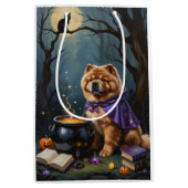 Chow Chow Hund Whimsical Halloween Malerei Mittlere Geschenktüte (Vorderseite)