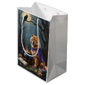 Chow Chow Hund Whimsical Halloween Malerei Mittlere Geschenktüte (Rückseite Schrägansicht)