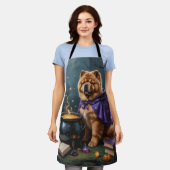 Chow Chow Hund Whimsical Halloween Malerei Schürze (Getragen)