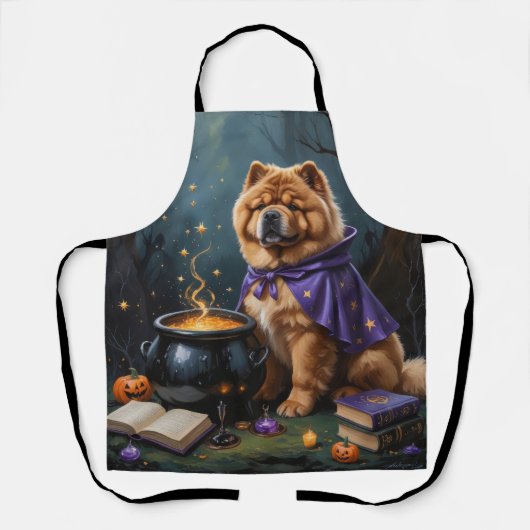 Chow Chow Hund Whimsical Halloween Malerei Schürze (Vorderseite)