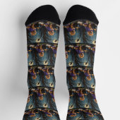 Chow Chow Hund Whimsical Halloween Malerei Socken (Oben)