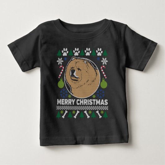 Chow Chow Hund züchten Ugly Christmas Sweater Baby T-shirt (Vorderseite)