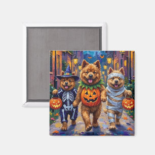 Chow-Chow-Hunde beim Trick-or-Treat Halloween-Kost Magnet