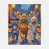 Chow Chow Hunde Trick-oder-Treating Halloween-Kost Fleecedecke (Vorderseite)