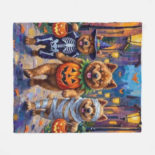 Chow Chow Hunde Trick-oder-Treating Halloween-Kost Fleecedecke (Vorderseite (Horizontal))