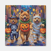 Chow Chow Hunde Trick-oder-Treating Halloween-Kost Magnet (Vorne)