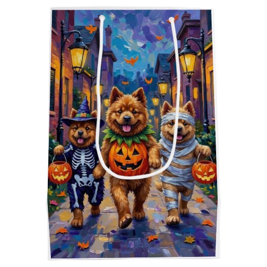 Chow Chow Hunde Trick-oder-Treating Halloween-Kost Mittlere Geschenktüte (Rückseite)