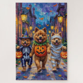 Chow Chow Hunde Trick-oder-Treating Halloween-Kost Puzzle (Vertikal)