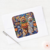 Chow Chow Hunde Trick-oder-Treating Halloween-Kost Quadratischer Aufkleber (Umschlag)