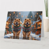 Chow Chow Hunde Weihnachtsschneeferien Karte (Vorderseite)