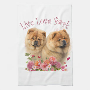 Chow Chow Hundefrau Blumen Geschirrtuch