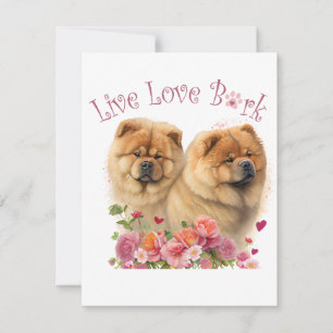 Chow Chow Hundefrau Blumen Mitteilungskarte