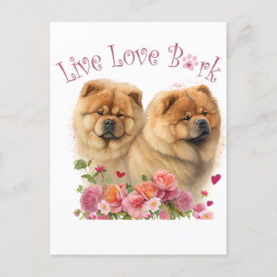 Chow Chow Hundefrau Blumenmuster Postkarte