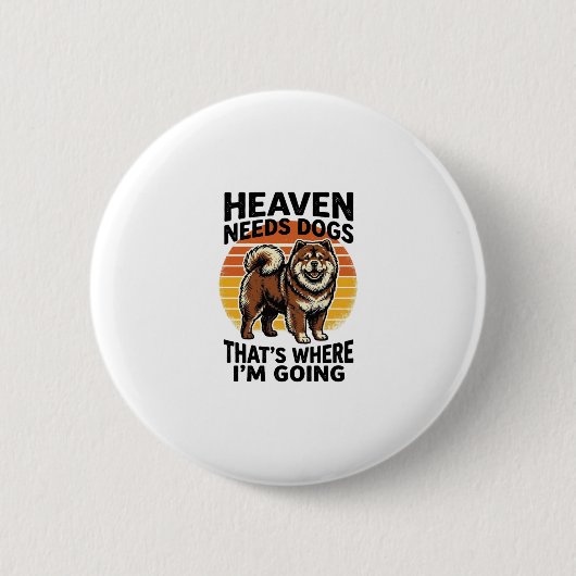 Chow Chow Hundeshirt Himmel Tribut Vintage Gravur Button (Vorderseite)