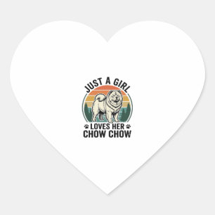 Chow Chow Hundeshirt Vintage Mädchen Hunde Liebhab Herz-Aufkleber