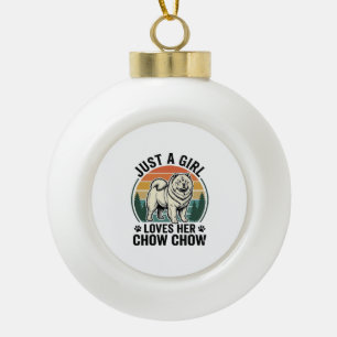 Chow Chow Hundeshirt Vintage Mädchen Hunde Liebhab Keramik Kugel-Ornament