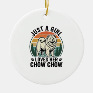 Chow Chow Hundeshirt Vintage Mädchen Hunde Liebhab Keramik Ornament