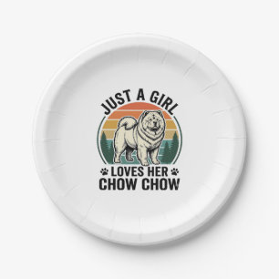 Chow Chow Hundeshirt Vintage Mädchen Hunde Liebhab Pappteller
