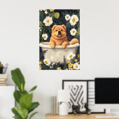 Chow Chow In Bathtub Poster, Funny Dog Poster (Heimbüro)