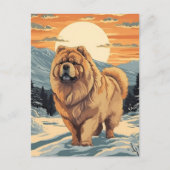 Chow Chow in den schneebedeckten Bergen bei Sonnen Postkarte (Vorderseite)