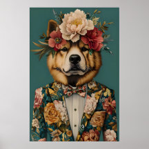 Chow Chow In Suit Poster, Chow Chow Portrait, Chow