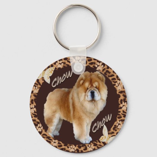 Chow Chow Leopard mit Pawprint Schlüsselanhänger (Vorderseite)