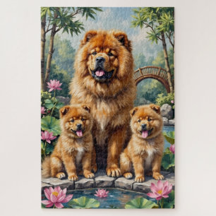 Chow Chow Lotusgarten Kunst Puzzle