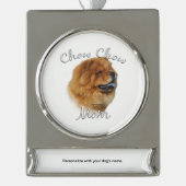 Chow Chow Mama Schlüsselanhänger Banner-Ornament Silber (Vorderseite)