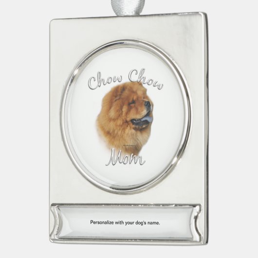 Chow Chow Mama Schlüsselanhänger Banner-Ornament Silber (Links)