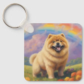 Chow Chow Memorial Custom Dog Name Rainbow Bridge Schlüsselanhänger (Vorderseite)