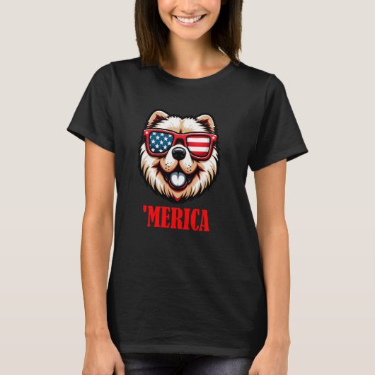 Chow Chow Merica 4. Juli US-Flagge T-Shirt (Vorderseite)