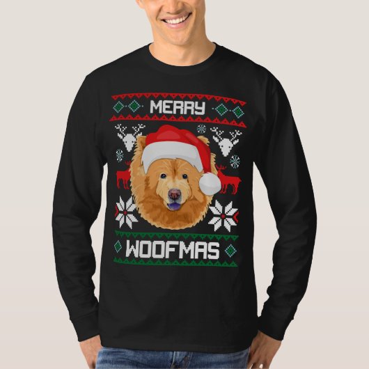 Chow Chow Merry Woofmas Weihnachten T-Shirt (Vorderseite)