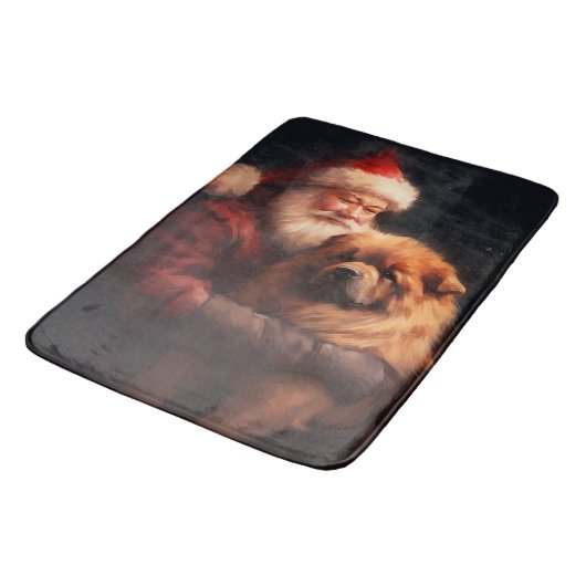 Chow Chow mit dem Weihnachtsmann Weihnachten Badematte (Schrägansicht)