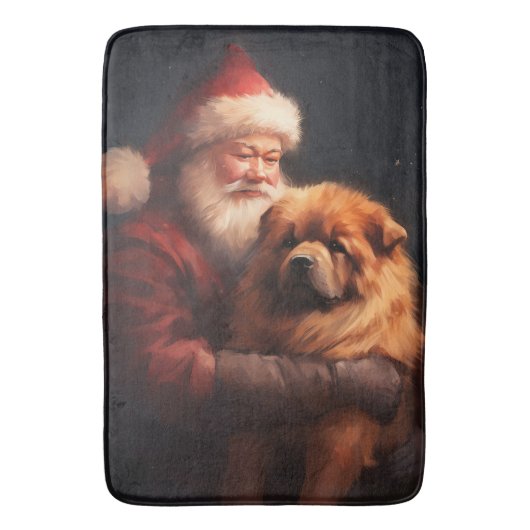 Chow Chow mit dem Weihnachtsmann Weihnachten Badematte (Vorderseite Vertikal)