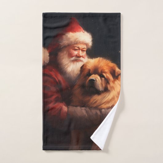 Chow Chow mit dem Weihnachtsmann Weihnachten Badhandtuch Set (Handtuch)