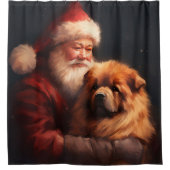 Chow Chow mit dem Weihnachtsmann Weihnachten Duschvorhang (Vorderseite)