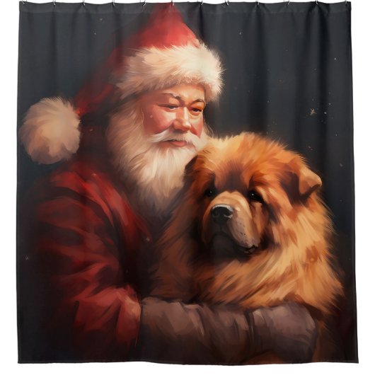 Chow Chow mit dem Weihnachtsmann Weihnachten Duschvorhang (Vorderseite)