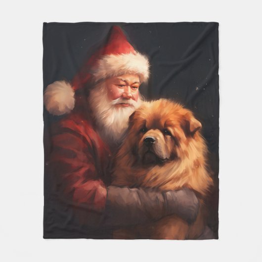 Chow Chow mit dem Weihnachtsmann Weihnachten Fleecedecke (Vorderseite)