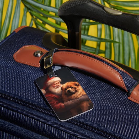 Chow Chow mit dem Weihnachtsmann Weihnachten Gepäckanhänger (Vorderseite Insitu 1)