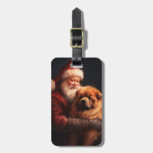Chow Chow mit dem Weihnachtsmann Weihnachten Gepäckanhänger (Vorderseite vertikal)